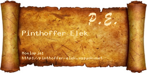 Pinthoffer Elek névjegykártya