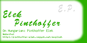 elek pinthoffer business card